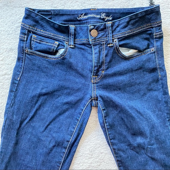 AMERICAN EAGLE Dark Wash Low Rise Original Boot Cut Super Stretch Jeans - Picture 3 of 10